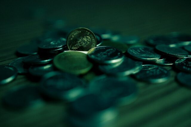 Coins with dark lighting