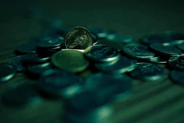 Coins with dark lighting