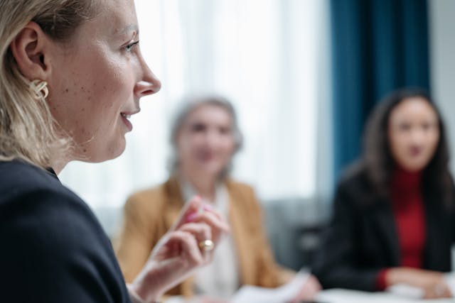 Woman explaining something