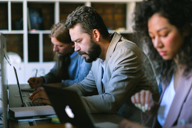 Team working at desk
